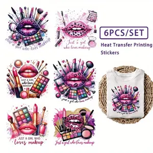 6 Pack Women Lip Style Heat Transfer Vinyl Patches DIY Iron on Stickers Washed Resistant T Shirt Decorative Appliques Decoration