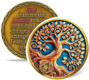 1-30 Year Tree of Life 22 Year Sobriety Coin, Recovery & Growth AA Medallion, Twenty-Two Year Golden Sober Coin for Addiction Recovery, Alcoholics Anonymous Sober Gifts for Women Men Sponsor