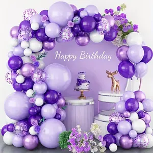 111pcs Purple Balloons Arch Garland Kit,Macaron Purple Metal Matte Purple Balloon Chain,Rustic Wedding Party Photography Props Supplies,Happy Birthday Party Decoration,Baby Shower Party Backdrop Decor,Event Party Balloon Chain