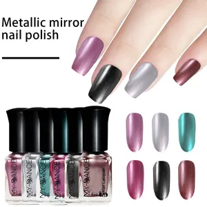 6Pcs 6ml Metallic Silver Chrome Nail Polish, Mirror Mirror Effect Bright Finish Nail Polish, Quick Dry Long Lasting Nail Art Supplies, No UV Lamp Needed Daily Manicure Kit for Women