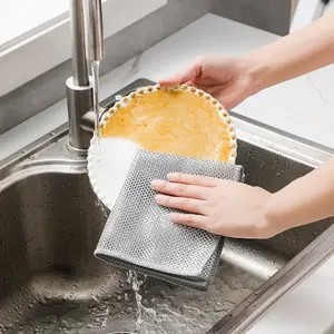 10 Pack Wire Dishwashing Rags, Reusable Non-Stick Cleaning Cloth, Multipurpose Non-Scratch Scrubbing Cloth for Kitchen, Pots, Dishes and Wet & Dry Use