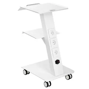 VEVOR Lab Trolley,  , Rolling Lab Cart with Built-in Socket, 3-Layer Metal Mobile Trolley, Tray Rolling Clinic Cart with Swivel Wheels, 220 lbs Weight Capacity, for Lab, Clinic, Beauty and Salon