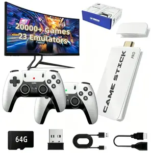2026 upgraded retro gaming console with over 20,000classic games and 23 emulators, 4K HDMI plug-and-playgame stick for TV, includes dual 2.4 GHz wirelesscontrollers and skin stickers (64 GB)