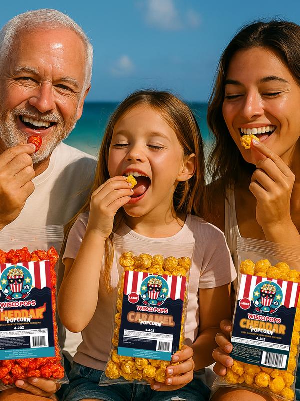Wisco Pops Hot Cheddar Popcorn, 4 Packs, 4.2 Oz Large Pack