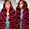 Yilike 99j Burgundy Lace Front Wigs Human Hair Red Burgundy Wig 180% Density 13x6 Body Wave Lace Front Wigs Pre Plucked Glueless Lace Front Wigs Human Hair for Women