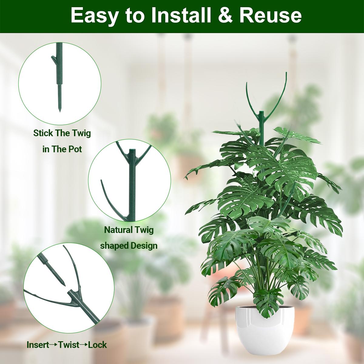 6 Pack Stackable Monstera Plant Support Stakes - Garden Trellis for Indoor & Outdoor Climbing Plants, Pothos & Philodendron