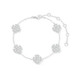 【#B500】Creative Cross Bracelet UCClYO Four-Leaf Clover Lab-Created Moissanite Bracelet S925 Sterling Silver for Women Men's Hip-Hop Jewelry Couple Gift Mother's Day