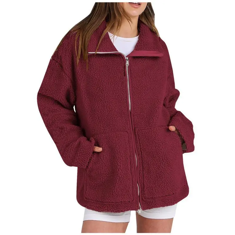 Women��s Sherpa Fleece Jacket Zip Up Oversized Warm Teddy Coat Winter Plush Outerwear with Pockets Cozy Casual Zip Front Fuzzy Jacket for Fall and Winter Women��s Sherpa Fleece Jacket Zip Up Oversized Warm Teddy Coat Winter Plush Outerwear with Pockets Cozy Casual Zip Front Fuzzy Jacket for Fall and Winter