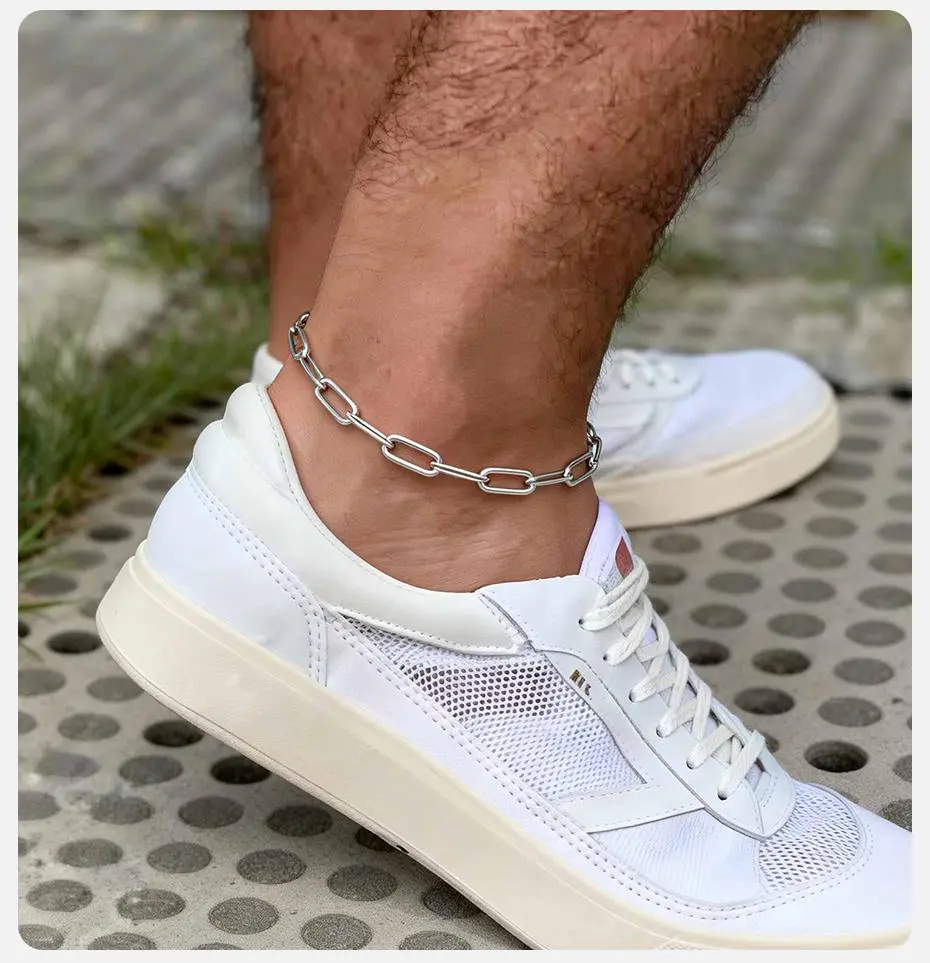 Vnox Waterproof Stainless Steel Anklets for Women Men, Silver Color Casual Ankle Bracelet, Adjustable Length Beach Jewelry Gifts