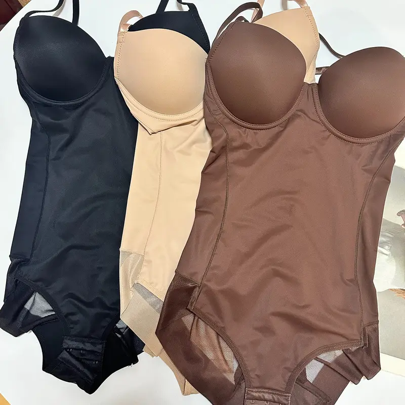 Women's Sexy Patchwork Slimming Shapewear Bodysuit Set, Adjustable Strap, Regular Length, XS-Xxl Sizes, All Seasons Wear, 3 Piece Pack, Womenswear Underwear, Body Shaping Underwear, Adjustable Body Shaper