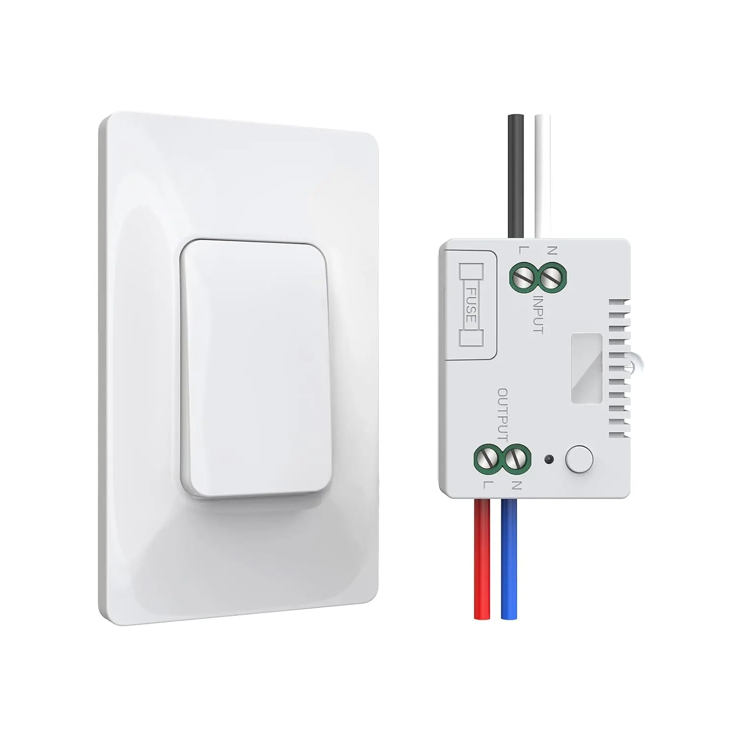 Kinetic Self-Powered Wireless Light Switch & Receiver Kit, 433MHz RF Remote On/Off Wall Switch for Home 1000W LED Lights, Ceiling Lighting, Fans - 600ft Open Area Range, 12x7x1.7cm, Eco-Friendly, No Battery/WiFi Needed