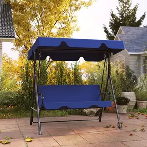 3-Seat Outdoor Patio Swing Chair withRemovable Cushion, Steel Frame Stand andAdjustable Tilt Canopy for Patio, Garden, PoolsideBalcony,