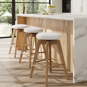 Wood Boucle Counter Height Swivel Counter Stool White Oak (Set of 3)