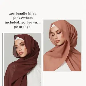 2pc Essential Chiffon Hijab Duo , Chiffon Scarf Hijab - Premium Quality Day Colors Chiffon Scarf for Muslim Fashion, Versatile Headwear, Lightweight & Durable Design