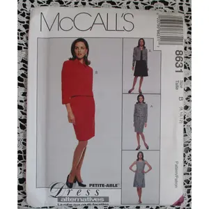 McCall's 8631 Petite-able Misses Lined Jacket, Dress & Skirt Size 8,10,12 NEW