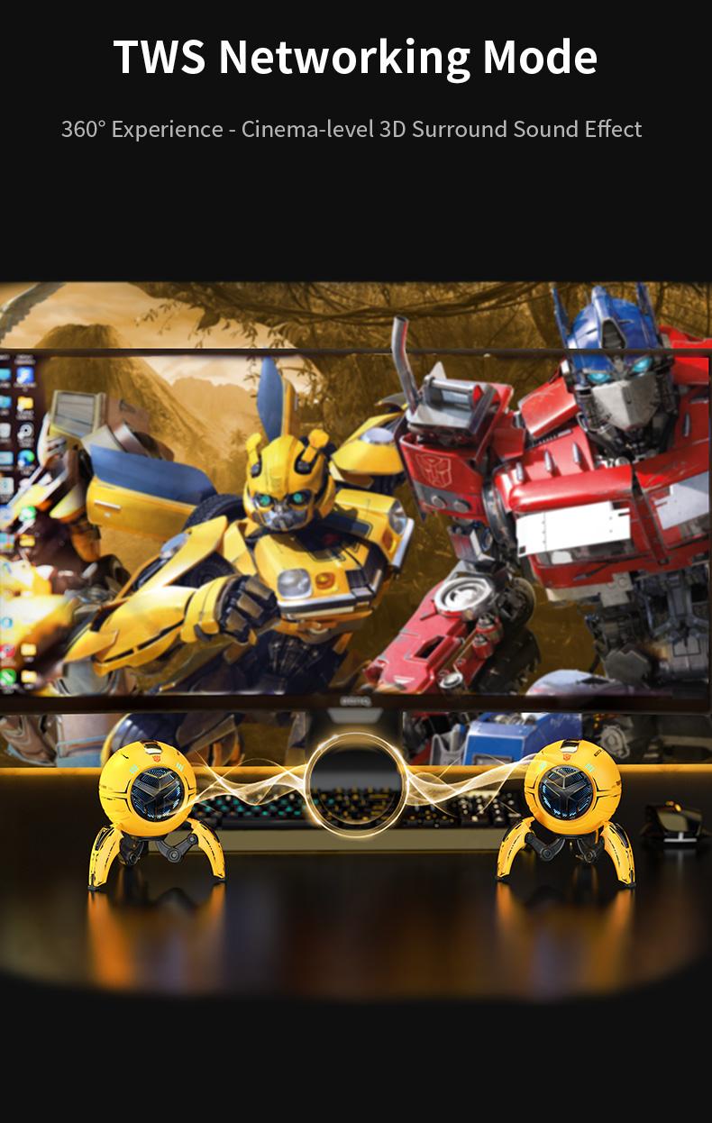Officially Licensed Transformers Bumblebee Bluetooth Speaker (2026 New) – RGB Light, 10W Bass Subwoofer, Wireless BT 5.4, Karaoke Mode, TWS Stereo Pairing, Gaming Desk Smart , PC, iPhone & Android Compatible, Cool Tech Gift for Men, TF-Y17Pro Model Audio