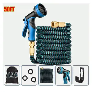 Kink-Free Expandable Garden Hose 50FT, Lightweight Water Pipe with 10 Spray Modes Nozzle, Outdoor Car Washing Tools