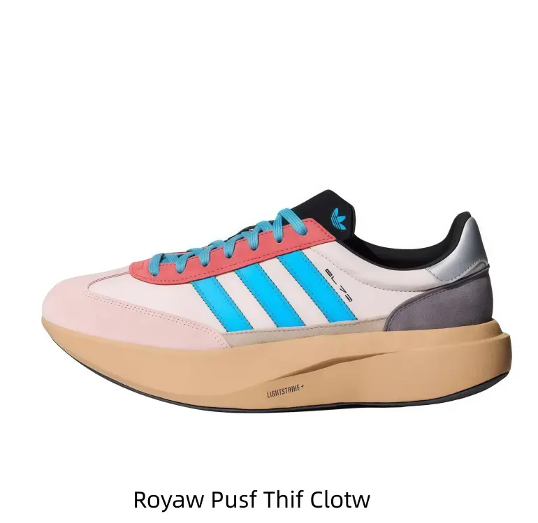 Pastel Pink Coral Cyan Grey Suede Leather Platform Collectible Sneakers Triple Bright Cyan Striped Side Accent Sculpted Thick Gum Wedge Midsole Dreamy Multi-color Retro Low-top Hobby Display Lifestyle Footwear