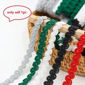 Multicolor S-Shaped Wave Trim Ribbon, 10m Long X 1cm Wide, Ideal for Clothing Curtains Pillows Sofa Edging Sewing Supplies