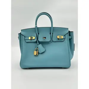 Pre-owned HERMÈS leather Tote Bags Teal Birkin Tote Bag (JM1151)