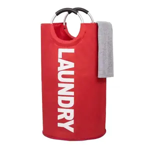 Laundry Basket with Handle,  Round Laundry Hamper, Foldable Dirty Clothes Storage Organizer for Home Bathroom Laundry Room, Room Decor, Household Essentials,Laundry bag.