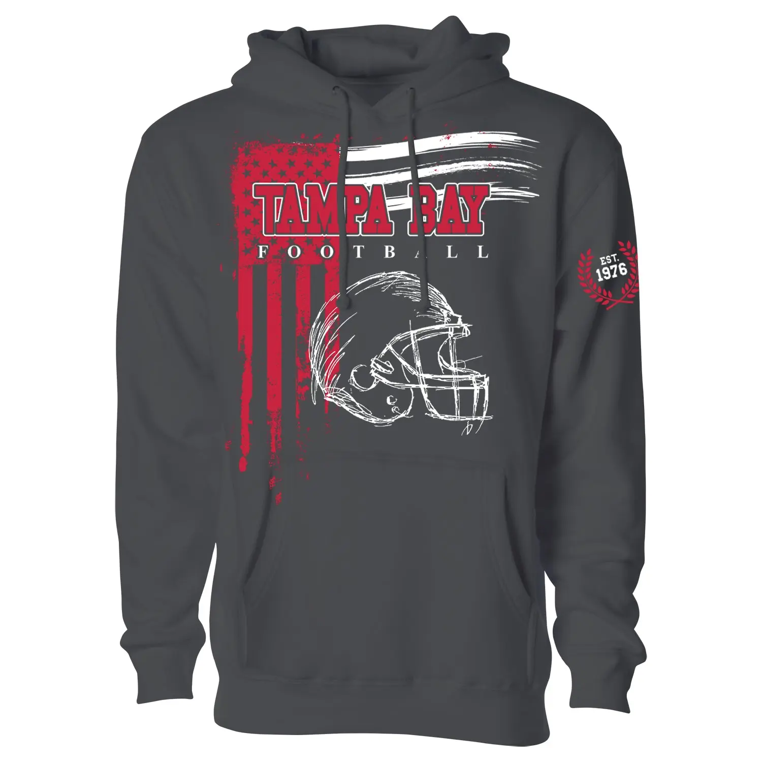 Men Vintage USA Flag Football Pullover Hoodie - Tampa Bay Men Vintage USA Flag Football Pullover Hoodie - Tampa Bay