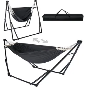 2-in-1 Hammock & Swing Chair for Teens – Adjustable Folding Chair with Collapsible Steel Stand, Portable for Camping, Travel, Patio & Indoor Use, Includes Carrying Case, Supports 440 LBS