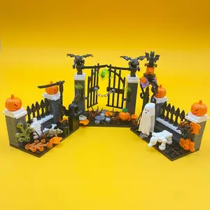 Building Blocks Toy, 1 Set DIY Pumpkin Wizard Ghost Tombstone Decoration, Small Particle Children's Assembly Building Blocks Toy