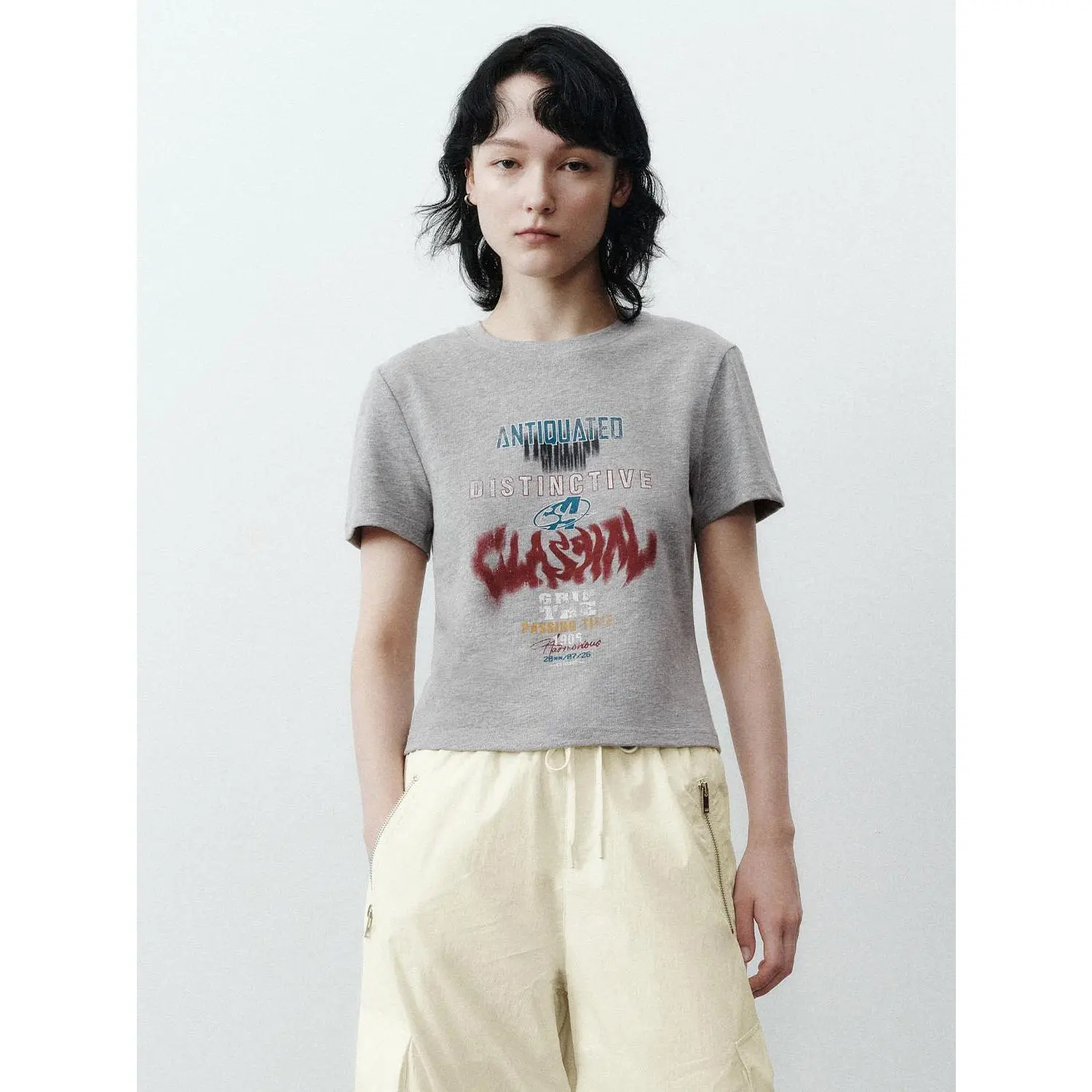 URBAN REVIVO Women's Cotton Graphic Print T-Shirt - 2026 Streetwear Casual Round Neck Shortsleeve Clothes, Comfortable Womenswear Top
