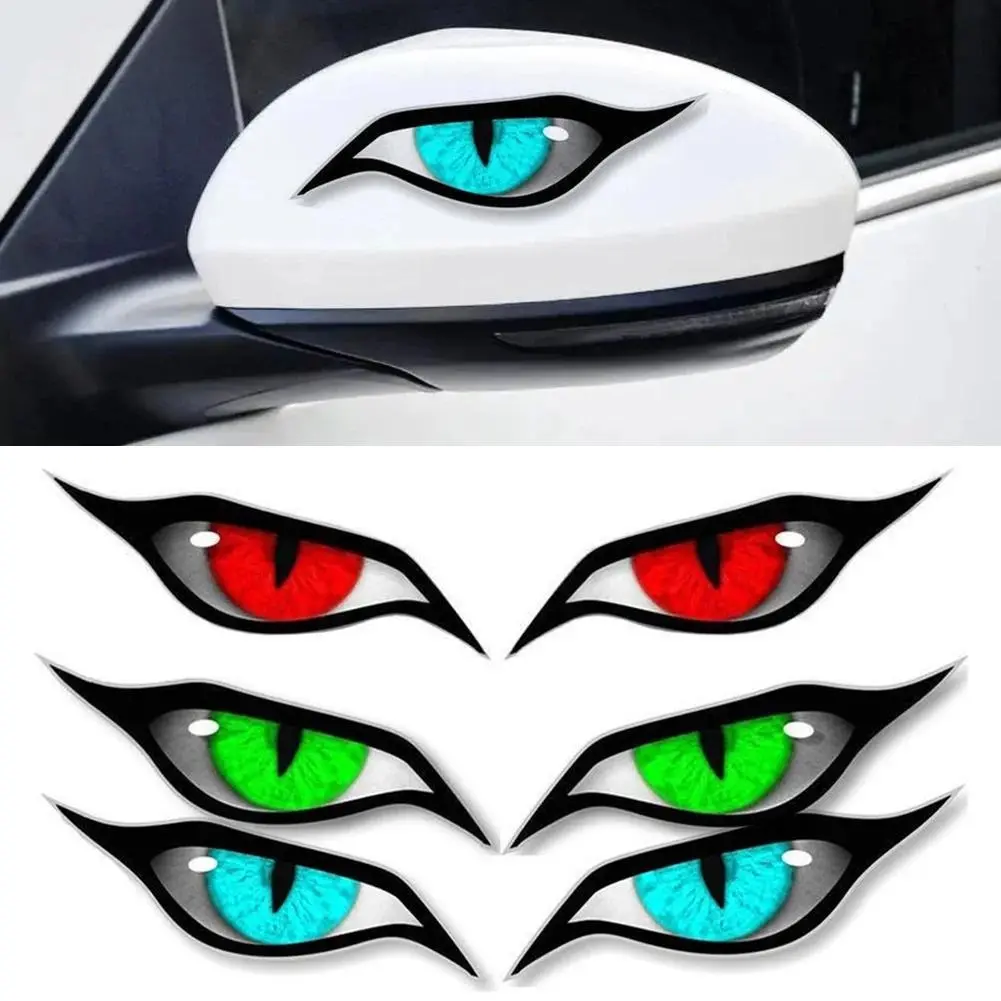 "Demon’s Eye" Car Rearview Mirror Sticker Film, 3-Color Options, Horror Eagle Eye Automotive Modification Accessory, Waterproof, Windproof, Scratch-Resistant, Easy-to-Install Protective Film