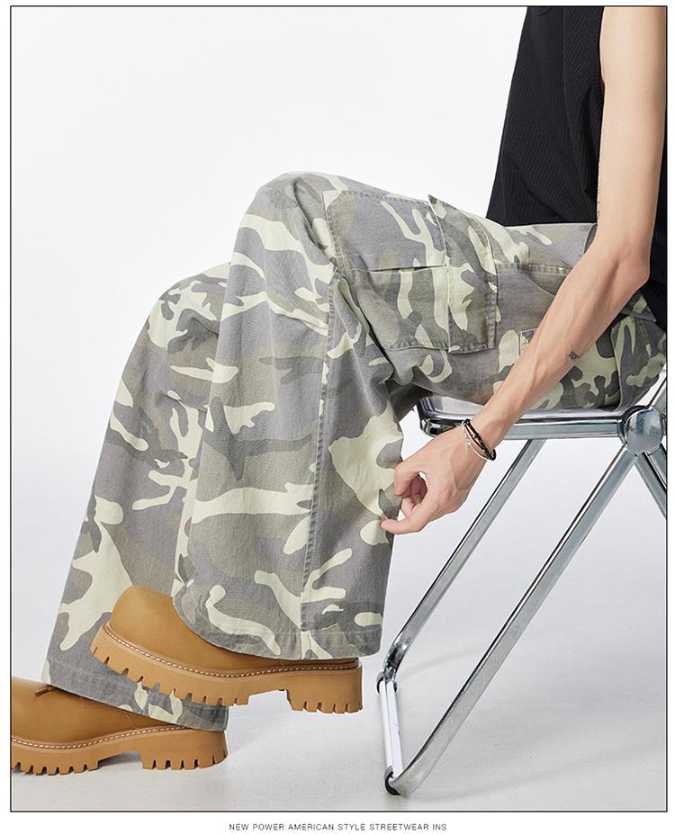 Camouflage Pants Unisex, Spring and Autumn Cotton Straight Loose Large Size Work Pants, Trendy Versatile Wide Leg Casual Long Pants Slimming