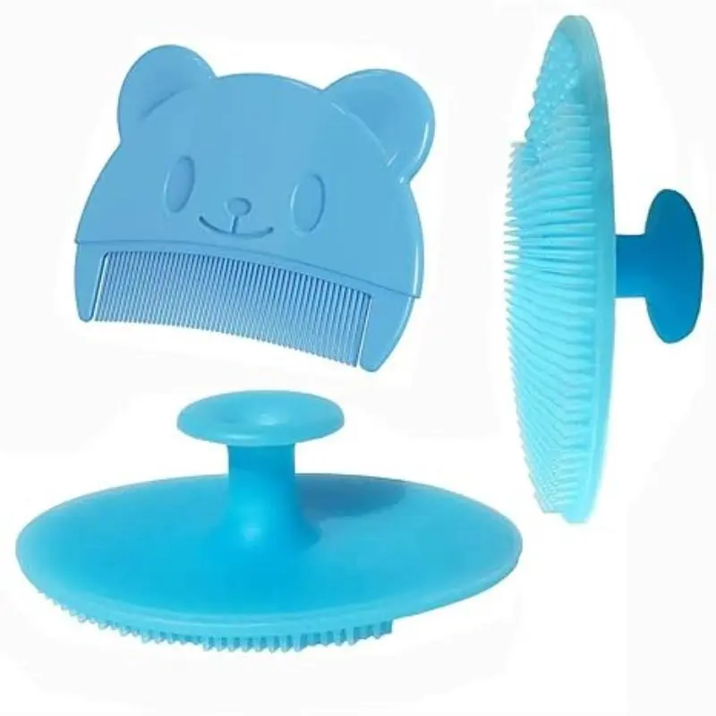 Cute Bear-Shaped Newborn Baby Brush Set, Soft Smooth Scalp Care Comb, Gentle Bathing Brush, Easy Hair Removal, Available in, Babies Kit Essentials