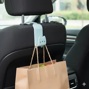 Hidden Car Headrest Hook Storage, No Drill Car Organizer with Anti-Tip Design, Creative Cute Commute & home Auto Accessories, Space saving Backseat Organizer System