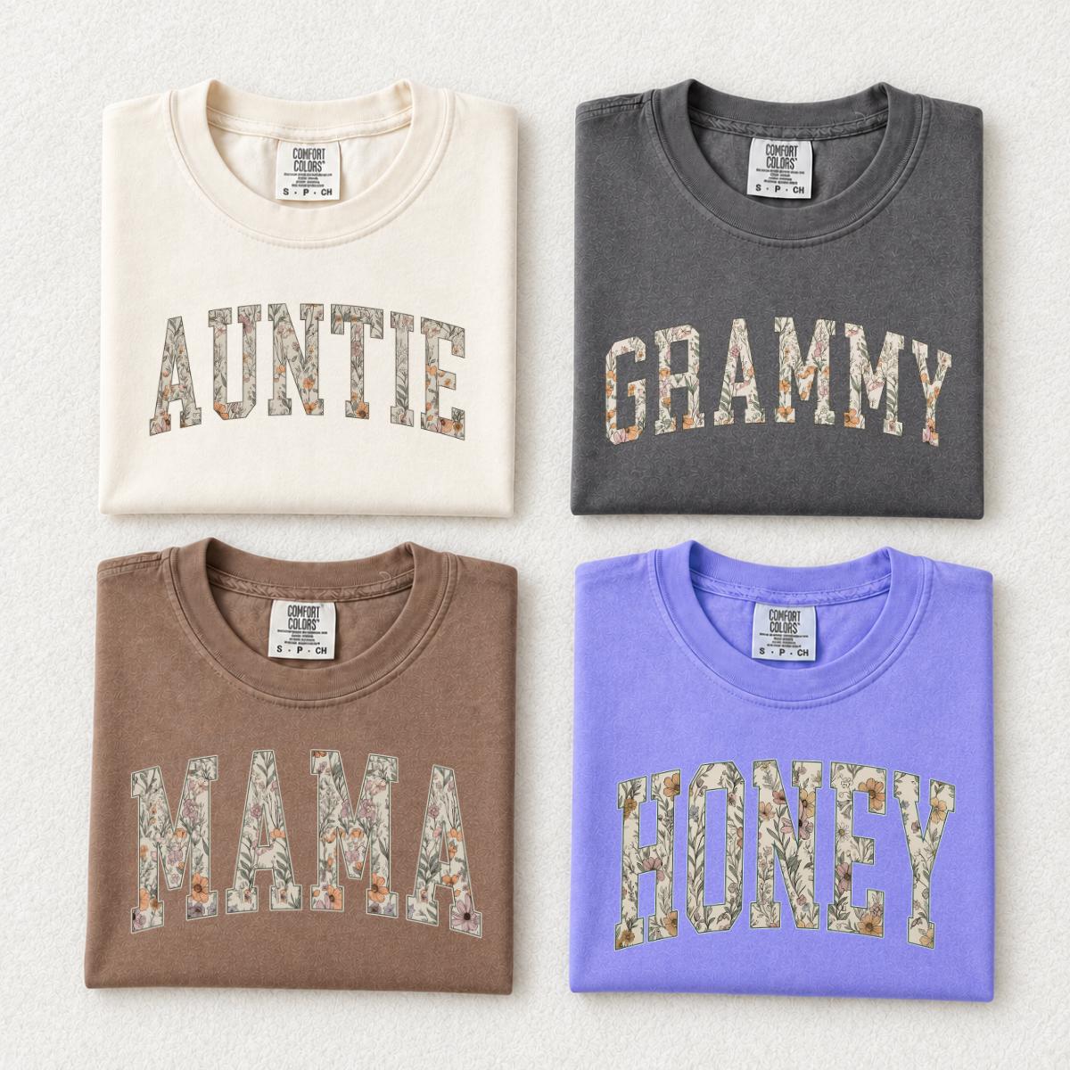 MAMA Floral Comfort Colors T-Shirt Vintage Wildflower Grandma Gift Soft Garment-Dyed Tee Perfect for Christmas Thanksgiving Birthday Mother’s Day Grandparents Day Women’s Present