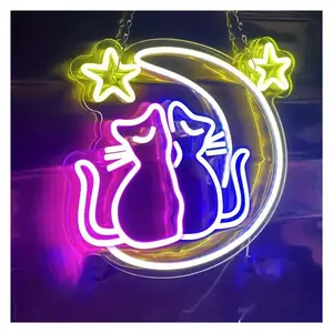 Sign Illuminated Anime Neon Signs Kids Bedroom Cat Light Wall Decor Led For Bedroom Party Game Room Holiday 35cmx31.5cm Sign Lamp