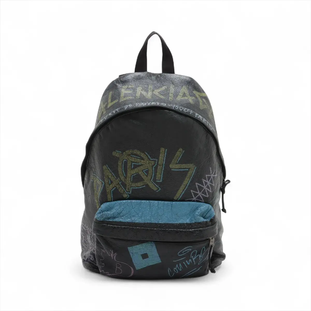 Pre-owned Balenciaga 1 Backpacks Graffiti Explorer Backpack in Black