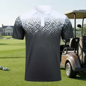 Men's Dry Fit Athletic Golf Polo Shirt - Moisture Wicking Performance 3D Print Short Sleeve Breathable Comfortable Sports Shirt Perfect for Golf Tennis Casual Wear Lightweight Quick-Dry Fabric