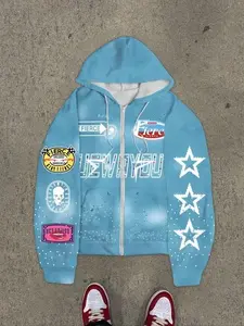 Men's casual zipper hooded jacket, wool lining long sleeved comfortable autumn and winter style sports shirt, front pocket, can be paired with raincoat