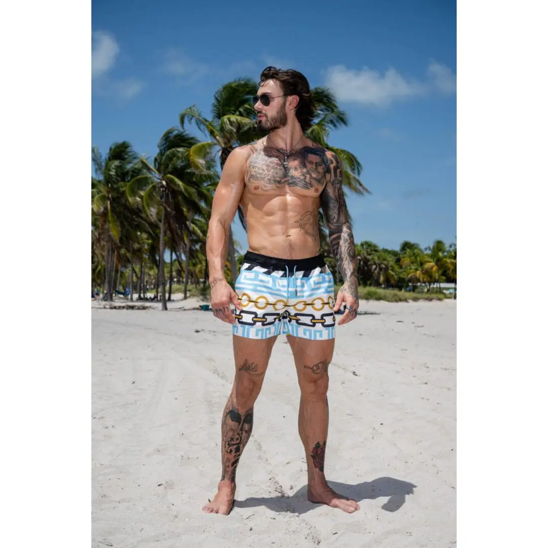 Azura Short | Men's Luxury Swim Trunk | Designer Swimwear | Quick-Dry | Bold Print | Beach Pool Resort | Bays Brand