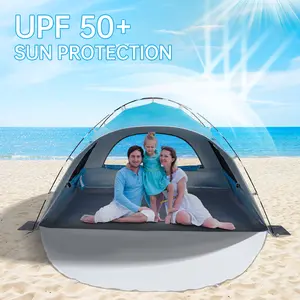 Night Cat Windproof Portable Sun-Shaded Dome Tent - 2-4 Person Camping Shelter with UPF 50+ UV Protection, 3 Mesh Windows, Breathable Panels, Extended Floor, Compact Pack, Easy Setup for Summer Outdoor Use, Windproof Portable Tent, Sun-Shaded Dome Tents