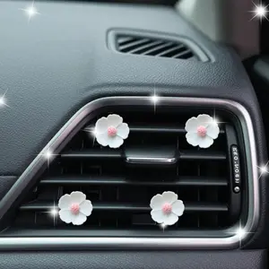 4 Piece Striped Five-Petal Chrysanthemum Car Air Vent Perfume Clips, Car Interior Decorations, Party Holiday Gifts, Car Interior Accessories, No Scent Included