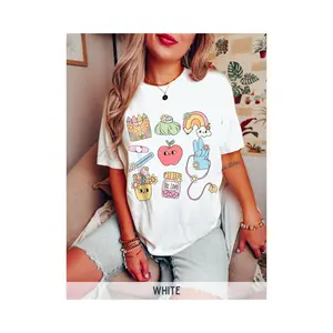 Cute School Nurse Shirt, Nurse Things Shirt Back To School Shirt for School Nurse, Ice Pack School Nurse RN Shirt, Stethoscope Shirt Cotton Crewneck Top Womenswear