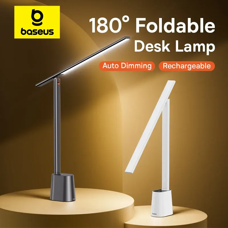 Baseus Foldable Desk Lamp USB Rechargeable Eye Protection LED Table Lamp Smart Auto Dimming for Study Read Bedside Night Light BASEUS