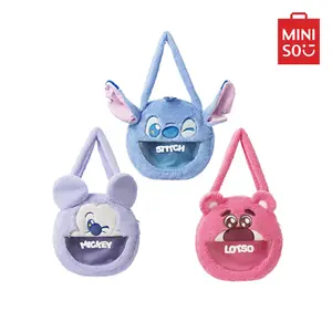 [Holiday Special]Disney Women's Shoulder Tote Bag Blue Pink Stitch Strawberry Bear Rounded Fluffy Cute Girl  Bag Large Capacity Inner Visible Pouch,,cozyvibes