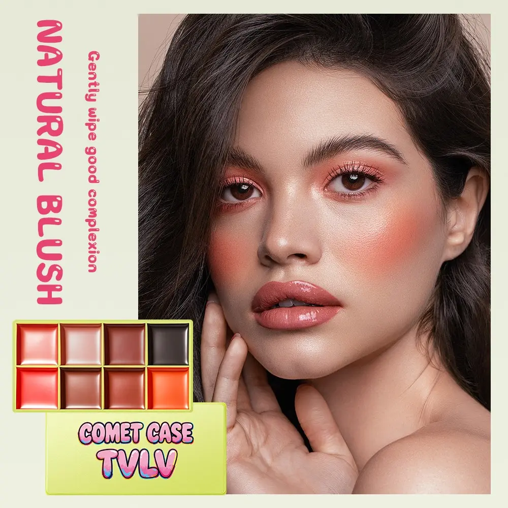 8-Color Blush Palette, Natural Glow, Lightweight Natural Look, Ultra-Fine Pigment, Long-Lasting Buildable Color, Multi-Use for Cheeks, Eyes & Lips, Beginner Friendly