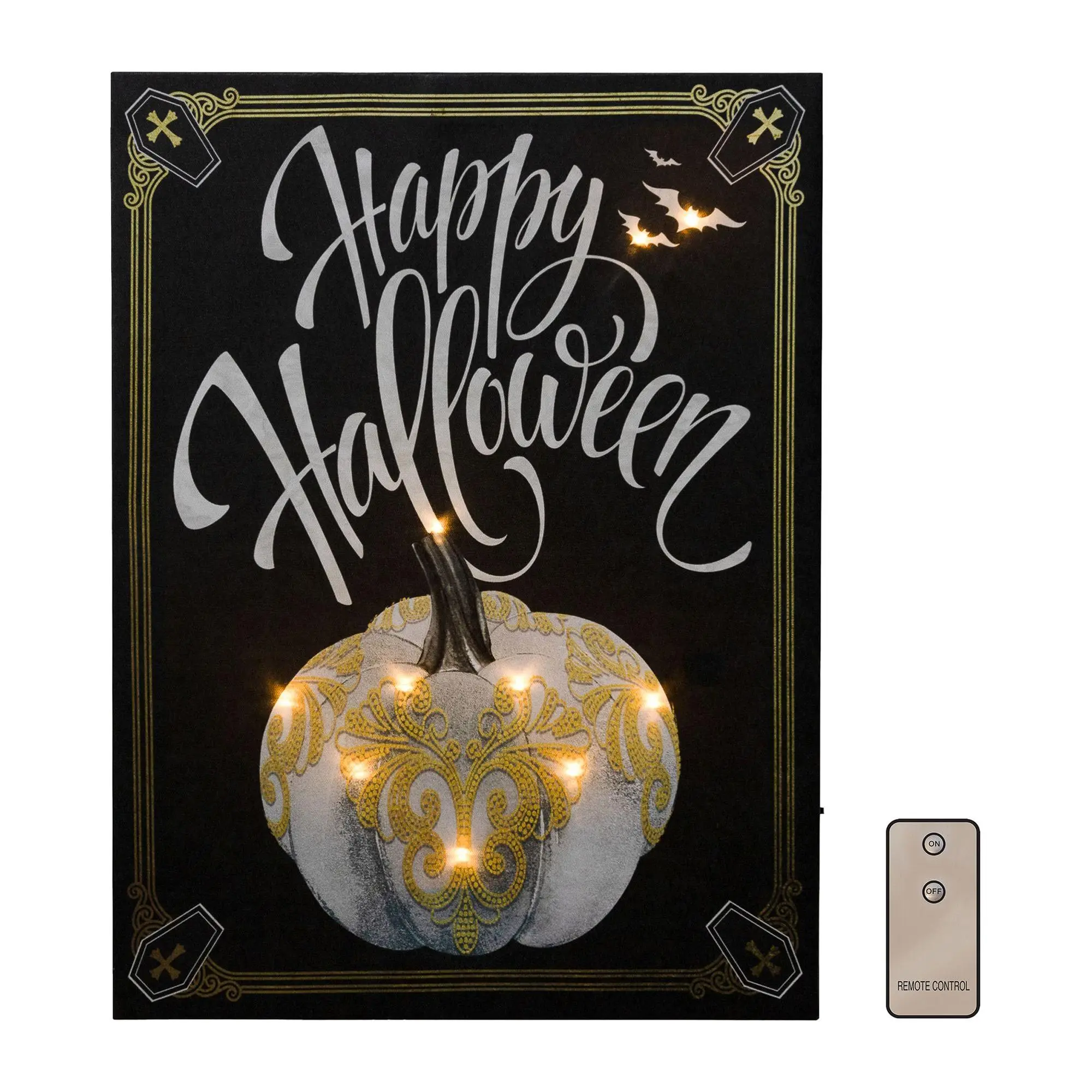LumaBase B/O LED Wall Art w/ RC- Happy Hallowee n Pumpkin