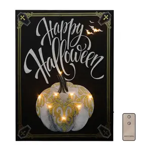 LumaBase B/O LED Wall Art w/ RC- Happy Hallowee n Pumpkin