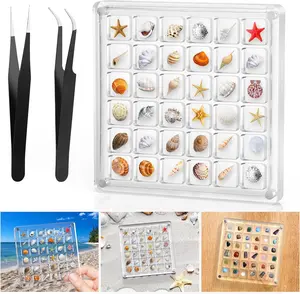 Acrylic Magnetic Seashell Display Box,Clear Sea Shell Display Box, Beach Magnet Storage Organizer Case for Seashell Diamond Beads