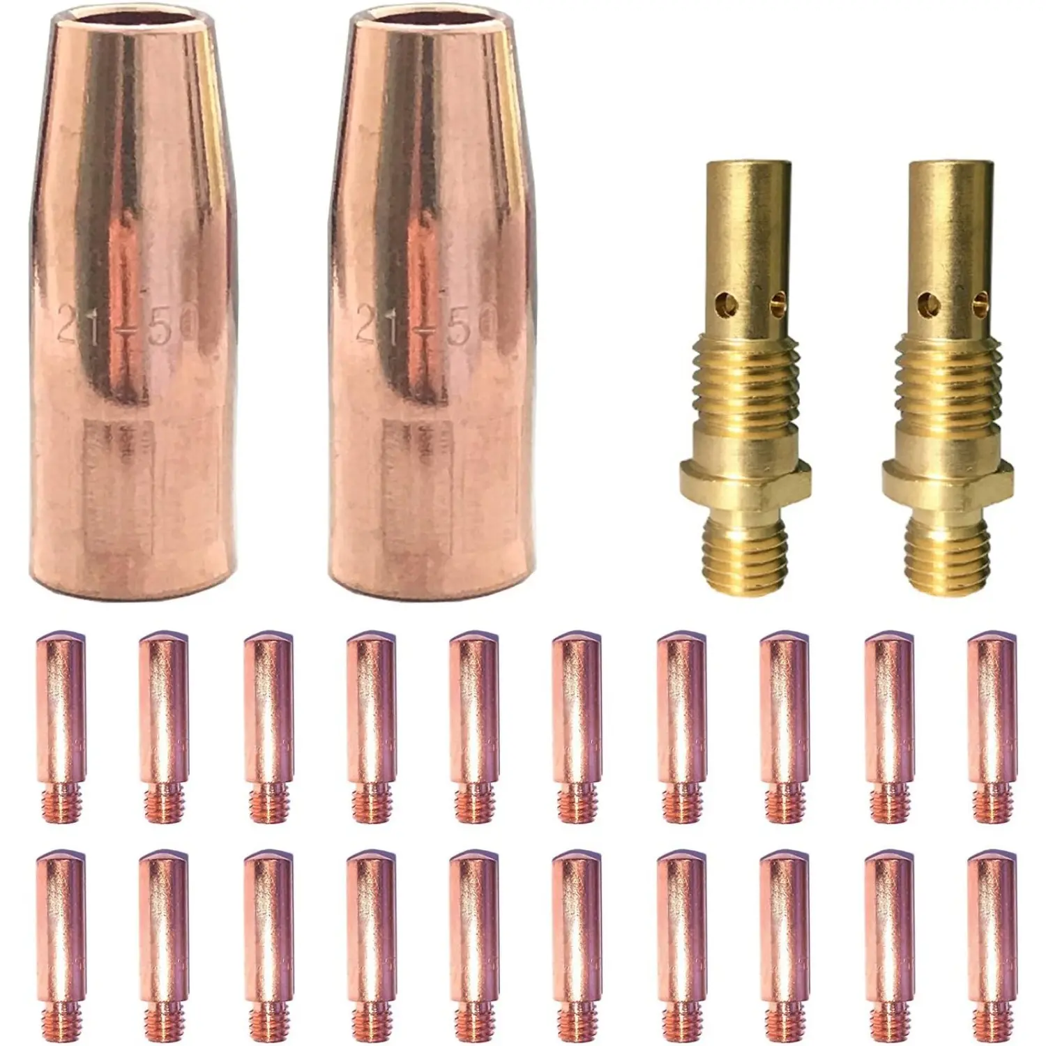24 Pcs Mig Welding Gun Accessory 0.035" Kit for Lincoln Magnum 100L or Tweco Mini/#1 Mig Gun: 20 Contact Tips 11-35 0.035" + 2 Gas Nozzles 21-50 1/2" + 2 Gas Diffusers 35-50,Christmas Party Gifts,Home Supplies, Metal, Complete Set, 20 Mig Welding Contact