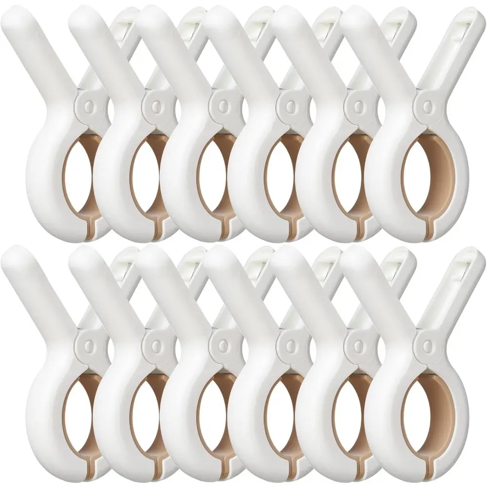 12 Pack Plastic Clothes Pins with Strong Anti-Rust Springs,Heavy Duty Durable Beach Towel Clips,Laundry Clothespins to Keep Your Towel, Clothes, Blankets to Dry on Clothesline and Hanging Rack